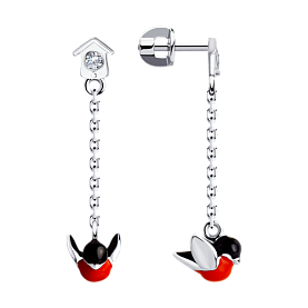 Серьги SOKOLOV - Серебро 925, Фианит, Эмаль (арт. 94021854)