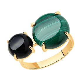Кольцо SOKOLOV - Серебро 925, Агат, Малахит (арт. 83010064)