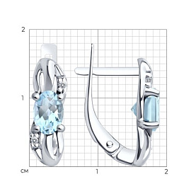 Серьги Diamant - Серебро 925, Топаз, Фианит (арт. 94-320-00182-1)