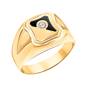 Кольцо Атолл - Золото 585, Фианит, Эмаль (арт. 4189эс10)