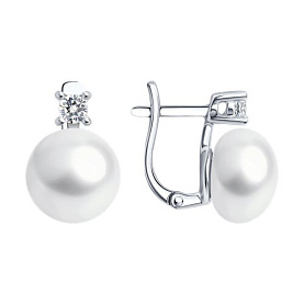 Серьги SOKOLOV - Серебро 925, Жемчуг культивированный, Фианит (арт. 92022673)