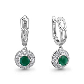 Серьги Аквамарин - Серебро 925, Агат, Фианит (арт. 45013109А.5)