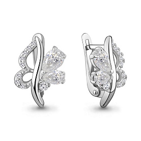 Серьги Аквамарин - Серебро 925, Фианит (арт. 400234А.5)