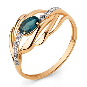 Кольцо ЮФ Династия - Золото 375, Топаз, Фианит (арт. 028541-5312)