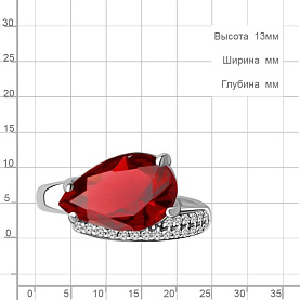 Кольцо Аквамарин - Серебро 925, Синтетический гранат, Фианит (арт. 6944285А.5)