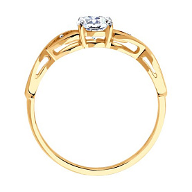 Кольцо SOKOLOV - Золото 375, Фианит (арт. 017154-4)