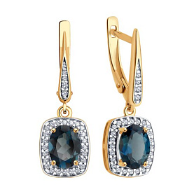 Серьги SOKOLOV - Серебро 925, Топаз лондон, Фианит (арт. 92023081)