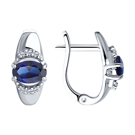 Серьги SOKOLOV - Серебро 925, Синтетический сапфир , Фианит (арт. 88020005)