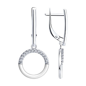 Серьги Diamant - Серебро 925, Фианит, Эмаль (арт. 94-121-00241-1)