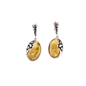 Серьги Янтарная волна - Серебро 925, Янтарь (арт. 721001)