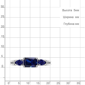 Кольцо Аквамарин - Серебро 925, Синтетический сапфир (арт. 600485.5)