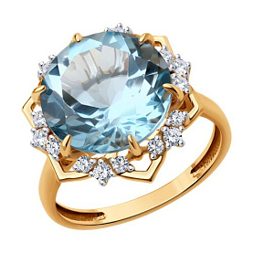 Кольцо Diamant - Золото 585, Топаз, Фианит (арт. 51-310-02159-1)