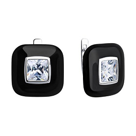 Серьги Diamant - Серебро 925, Фианит, Эмаль (арт. 94-120-01801-1)