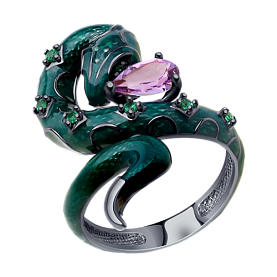 Кольцо SOKOLOV - Серебро 925, Аметист, Фианит, Эмаль (арт. 92012131)