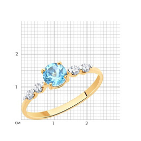 Кольцо SOKOLOV - Золото 375, Топаз, Фианит (арт. 37716213)