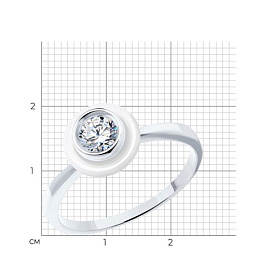 Кольцо SOKOLOV - Серебро 925, Керамика, Фианит (арт. 94013756)