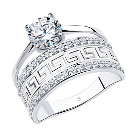 Кольцо SOKOLOV - Серебро 925, Фианит, Эмаль (арт. 94011132)