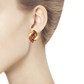 Серьги SOKOLOV - Золото 585, Гранат (арт. 724614)