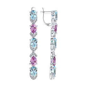 Серьги SOKOLOV - Серебро 925, Аметист, Топаз, Фианит (арт. 92021423)