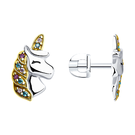 Серьги SOKOLOV - Серебро 925, Фианит, Эмаль (арт. 94025706)