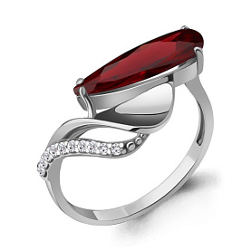 Кольцо Аквамарин - Серебро 925, Синтетический гранат, Фианит (арт. 6976285А.5)