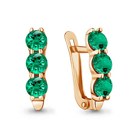 Серьги Аквамарин - Серебро 925, Синтетический изумруд (арт. 47455П.6)