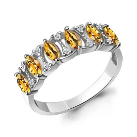 Кольцо Аквамарин - Серебро 925, Фианит, Цитрин (арт. 65000906А.5)