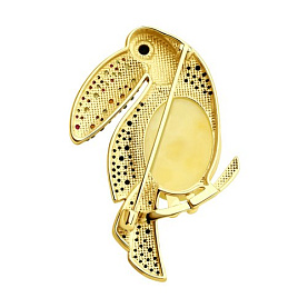 Брошь SOKOLOV - Серебро 925, Синтетический рубин, Фианит, Янтарь (арт. 83040025)