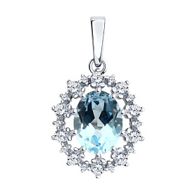 Подвеска Diamant - Серебро 925, Топаз, Фианит (арт. 94-330-02042-1)