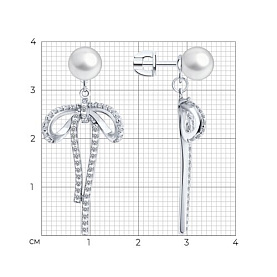 Серьги SOKOLOV - Серебро 925, Жемчуг имитация, Фианит (арт. 94027574)