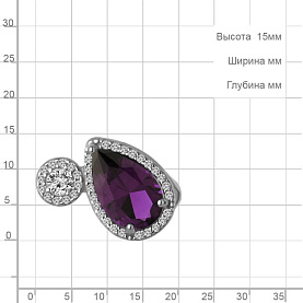 Кольцо Аквамарин - Серебро 925, Синтетический аметист, Фианит (арт. 65021284А.5)