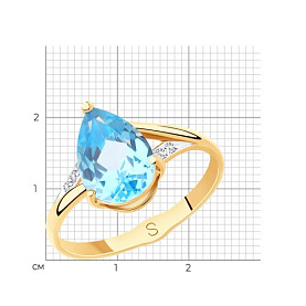 Кольцо SOKOLOV - Золото 585, Топаз swiss, Фианит (арт. 715575)