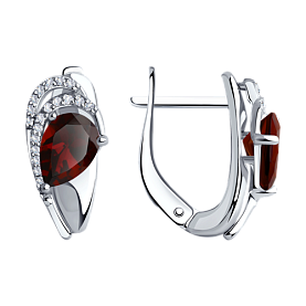 Серьги Diamant - Серебро 925, Гранат, Фианит (арт. 94-320-00548-2)
