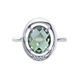 Кольцо SOKOLOV - Серебро 925, Кварц, Фианит (арт. 92011799)