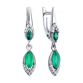 Серьги SOKOLOV - Серебро 925, Агат, Фианит (арт. 92022031)