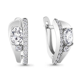 Серьги Аквамарин - Серебро 925, Фианит (арт. 48797А.5)