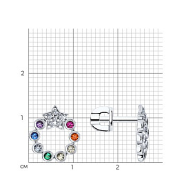 Серьги SOKOLOV - Серебро 925, Синтетический рубин, Фианит (арт. 94026761)