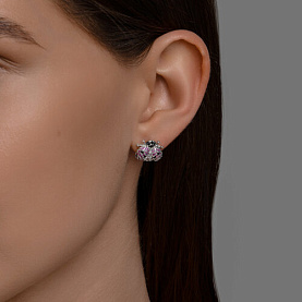 Серьги SOKOLOV - Серебро 925, Синтетический рубин, Фианит (арт. 94026834)