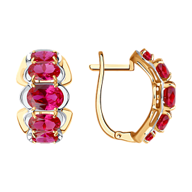 Серьги SOKOLOV - Золото 375, Синтетический рубин (арт. 37724566)