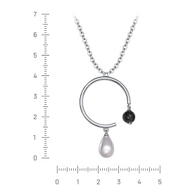 Колье Кабаровских - Серебро 925, Жемчуг имитация, Лабрадорит (арт. 16-530-1500)