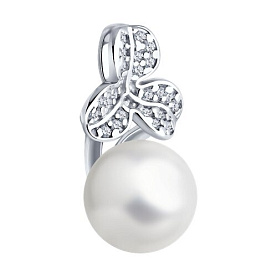 Подвеска SOKOLOV - Серебро 925, Жемчуг синтетический, Фианит (арт. 94033110)