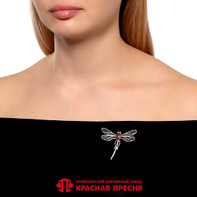 Брошь Красная пресня - Серебро 925, Фианит (арт. 13816650-18)