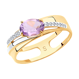 Кольцо SOKOLOV - Золото 585, Аметист, Фианит (арт. 715630)