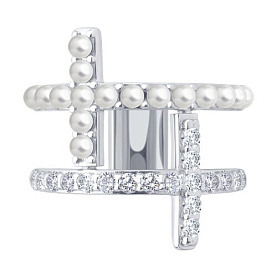 Кольцо SOKOLOV - Серебро 925, Жемчуг имитация, Фианит (арт. 94014597)