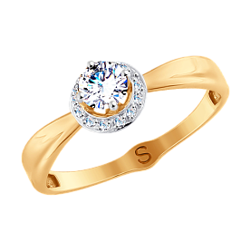Кольцо SOKOLOV - Золото 375, Фианит (арт. 017932-4)
