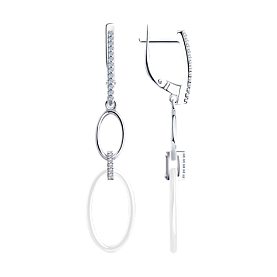 Серьги Diamant - Серебро 925, Керамика, Фианит (арт. 94-121-01271-2)