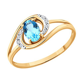 Кольцо SOKOLOV - Золото 585, Топаз, Фианит (арт. 717379)