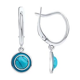Серьги Diamant - Серебро 925, Синтетическая бирюза, Эмаль (арт. 94-321-02367-1)