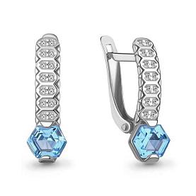 Серьги Аквамарин - Серебро 925, Синтетический топаз, Фианит (арт. 4969992А.5)
