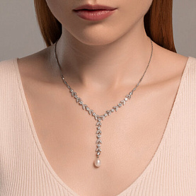 Колье SOKOLOV - Серебро 925, Жемчуг культивированный, Фианит (арт. 92070086)